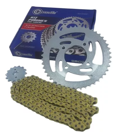 KIT CAJA CADENA- RAIDER 125 4 HUECOS (PT46C-PD14C-428-H-132-C)DORADA CASSARELLA