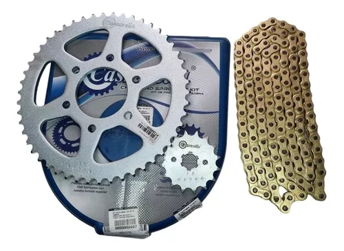 KIT CAJA CADENA - DR 150 6 HUECOS FORCE (PT50C-PD14C-428-H-132C)  DORADA CASSARELLA