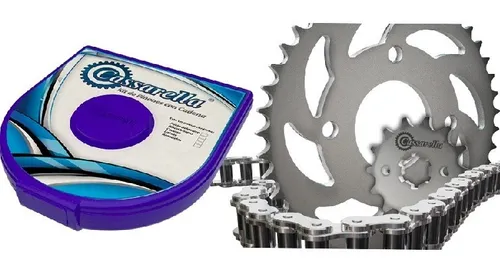 KIT CAJA CADENA  CB 160 F 4 HUECOS PT 47CD14C 428H132C CASSARELLA  NIQUELADA