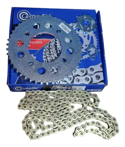 KIT CAJA CADENA - CB R 190 4 HUECOS (PT45C-PD14C-428-H  132C) DORADA CASSARELLA"