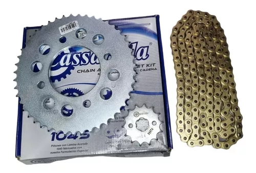 KIT CAJA CADENA - CB 160 F 4 HUECOS (PT 47C-D15C-428-H-132C)DORADA CASSARELLA
