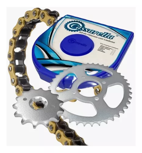 KIT CAJA CADENA  XTZ 125 4 HUECOS PT45C-PD15C-428-H-138-C) DORADA CASSARELLA