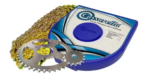 "KIT CAJA CADENA  DR 650 6 HUECOS  DORADA ORINGINAL CASSARELLA"