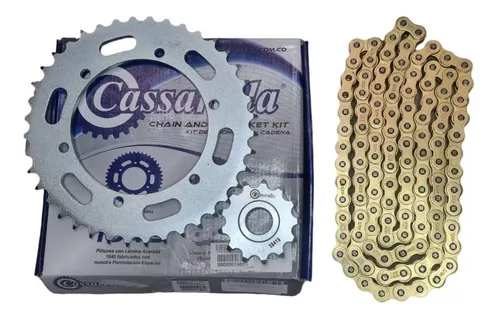 KIT CAJA CADENA  XTZ 250 6 HUECOS DORADA CASSARELLA