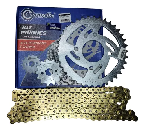 KIT CAJA CADENA -X PULSE 200 4 HUECOS DORADA CASSARELLA