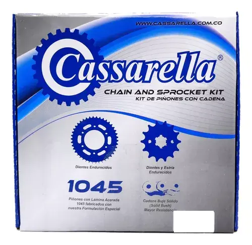 KIT CAJA CADENA  PULSAR NS 200 6 HUECOS DORADA - NIQUELADA CASSARELLA